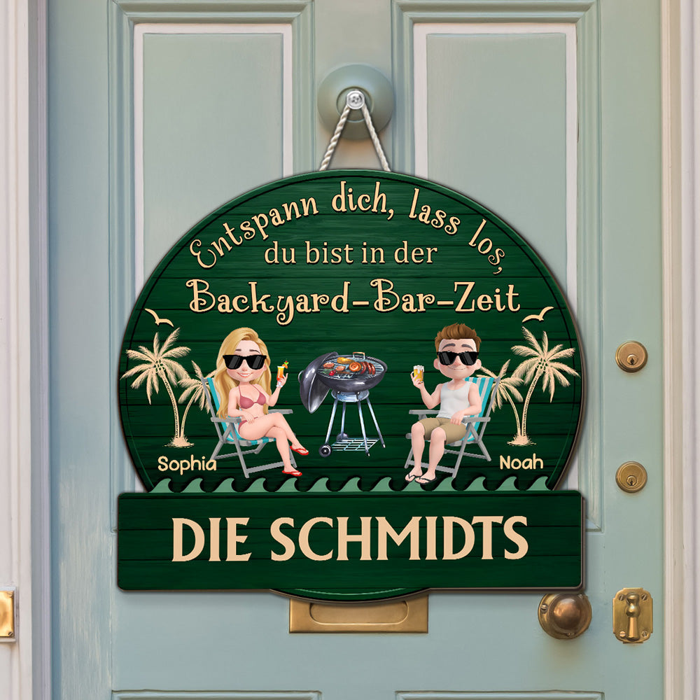 Custom Family Summer Backyard, Patio & Porch Decor • Es Ist Patio-Zeit – Personalisiertes Holzschild