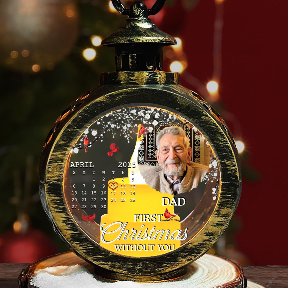 Custom Photo Memorial Christmas Night Light, Remembrance Gifts • First Christmas Without You - Personalized Christmas Lantern