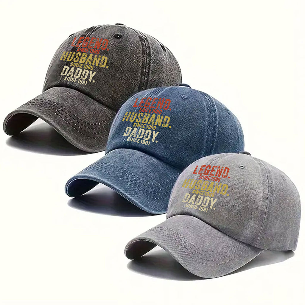 Custom Christmas Headwear Birthday Gifts for Grandpa • Legend Husband Dad Papa - Personalized Vintage Washed Denim Cap