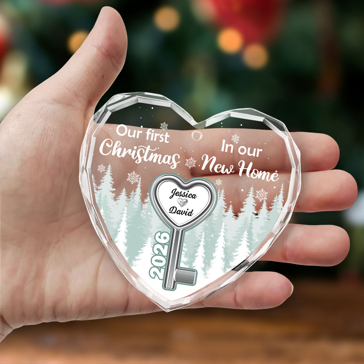 Custom Keepsake Christmas Ornament •  Our First Christmas In Our New Home - Personalized Glass Ornament
