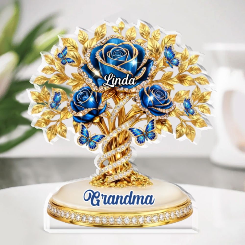Custom Mother's Day Decor, Gift for Mom & Grandma • Rose Flower Grandma - Personalized Acrylic Plaque