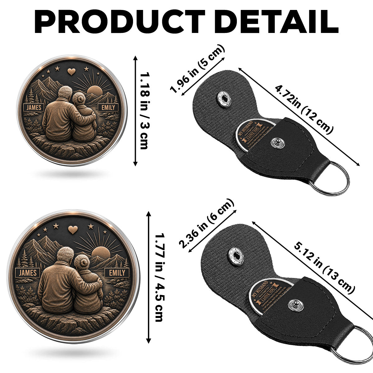 Custom Coin Keychain for Husband, Couple Anniversary Valentine's Day Gifts • Love Till The End - Personalized Pocket Hug