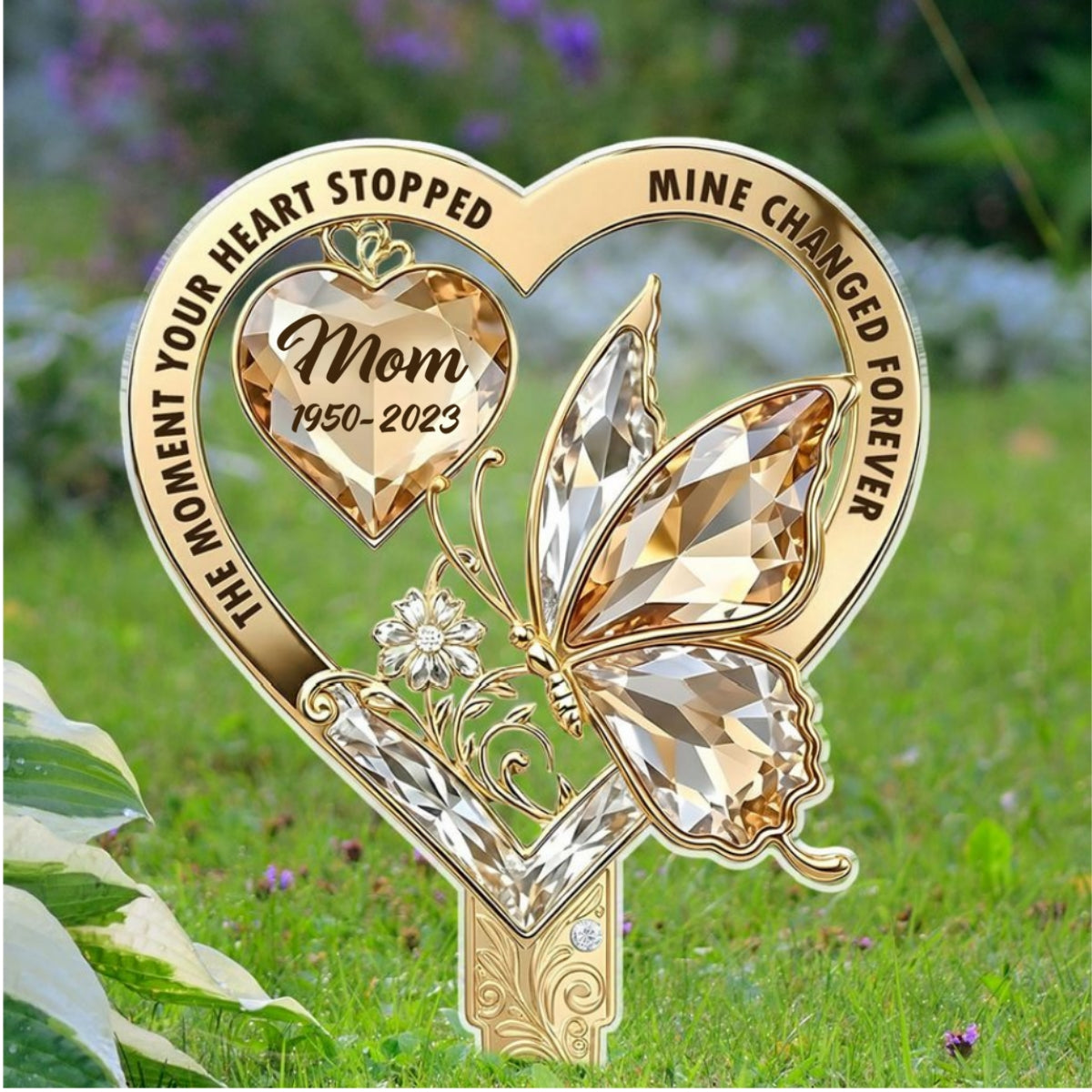 The Moment My Heart Changed Forever - Personalized Acrylic Garden Stake
