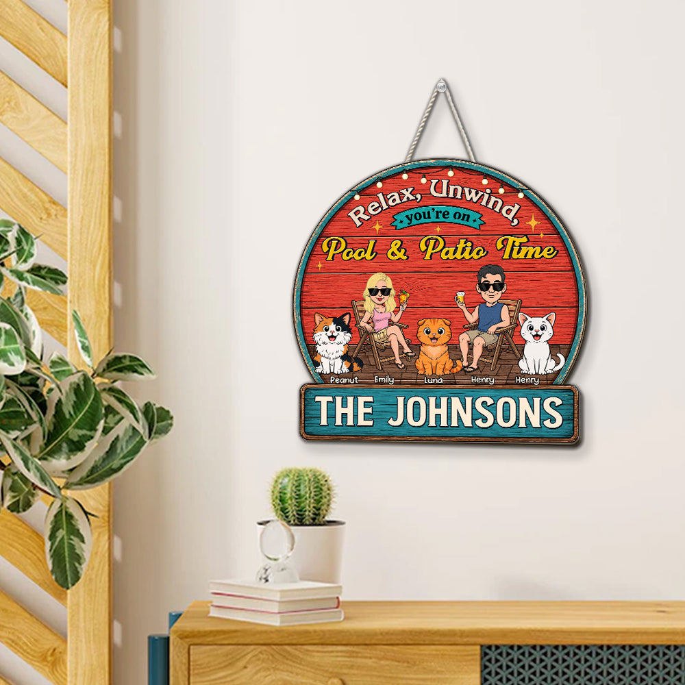 Custom Family Summer Backyard, Patio & Porch Decor • Cheers To Backyard Memories Cat Lovers - Personalized Wood Sign