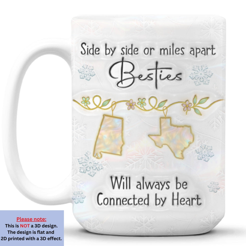 Custom Christmas & Birthday Gift For Sister • Sisters Always Connected By Heart - Personalized 3D Inflated Effect Mug