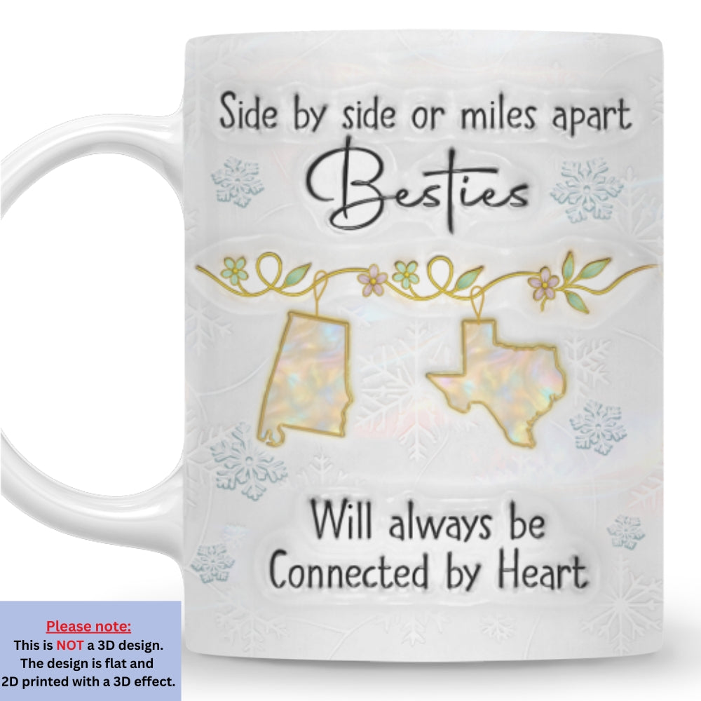 Custom Christmas & Birthday Gift For Sister • Sisters Always Connected By Heart - Personalized 3D Inflated Effect Mug