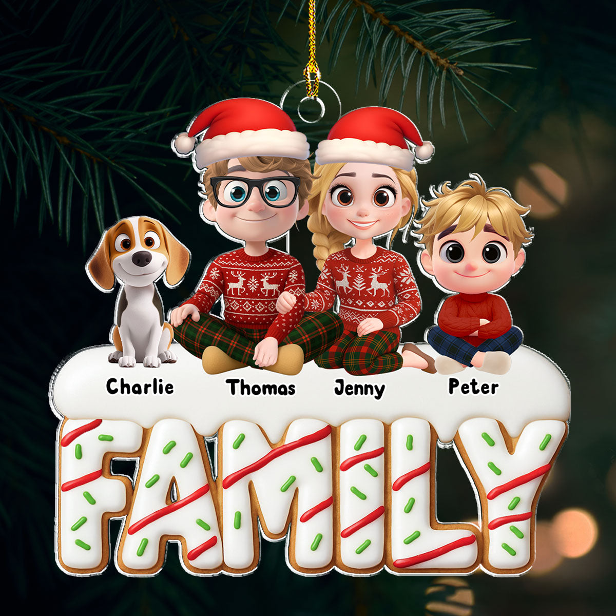 Custom Family Ornament, Christmas Gift for Family Members •  Sweetest Christmas Ever - Personalized Acrylic Ornament