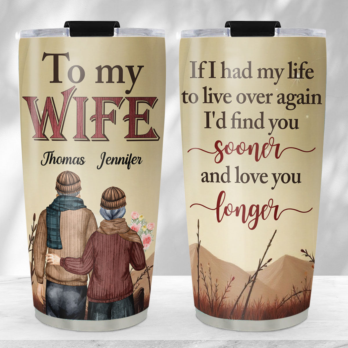 Custom Christmas Anniversary Gifts For Wife • Love You Longer - Personalized Tumbler
