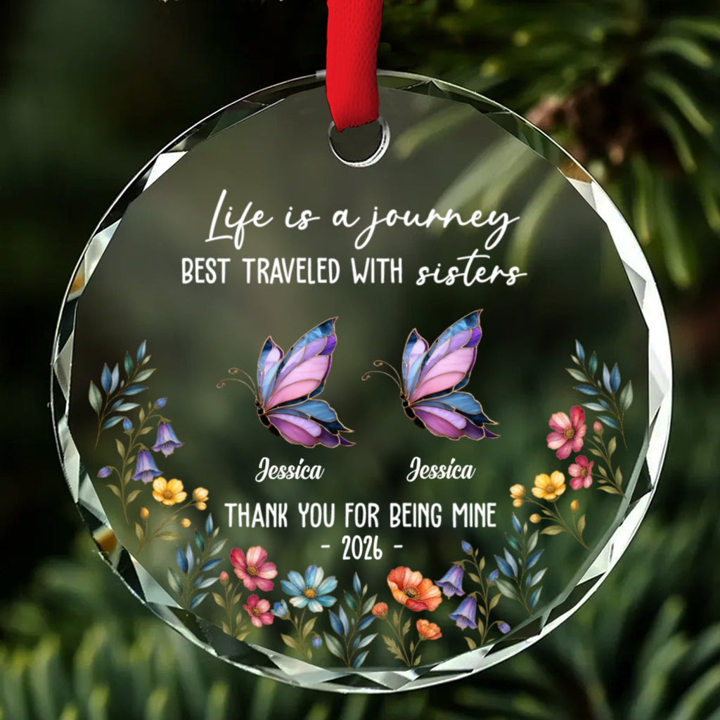 Custom Sister Christmas Ornament •  Best Sisters - Personalized Glass Ornament