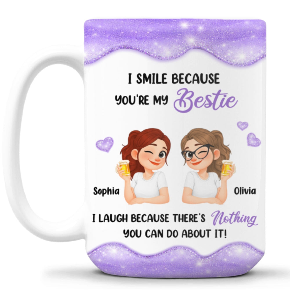 Custom Christmas & Birthday Gift For Sister • Laugh Because Of You Sister - Personalized Coffee Mug
