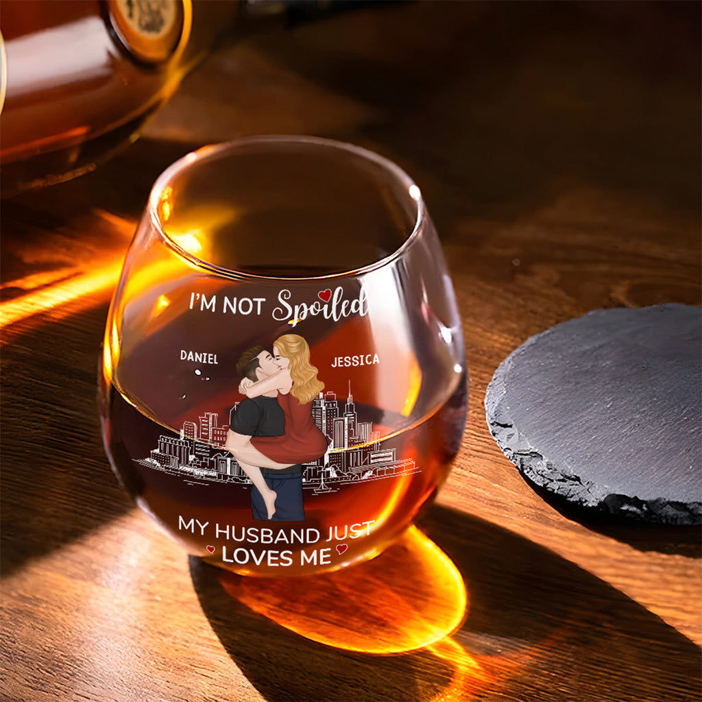 Husband Just Loves Me - Personalized Wine Glass