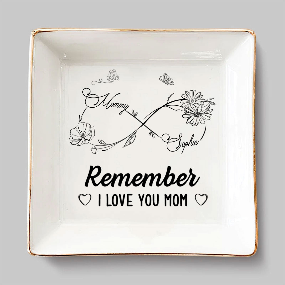 Custom Mom Trinket Dish, Birthday Christmas Gift • Endless Love For Mom Keepsake - Personalized Jewelry Dish