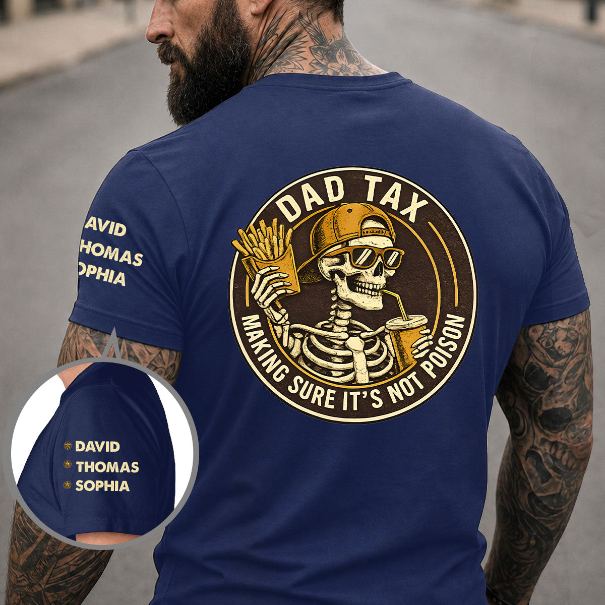 Custom Father's Day, Special Gift for Dad & Grandpa • Dad Tax Vintage - Personalized Shirt With Design On Sleeve