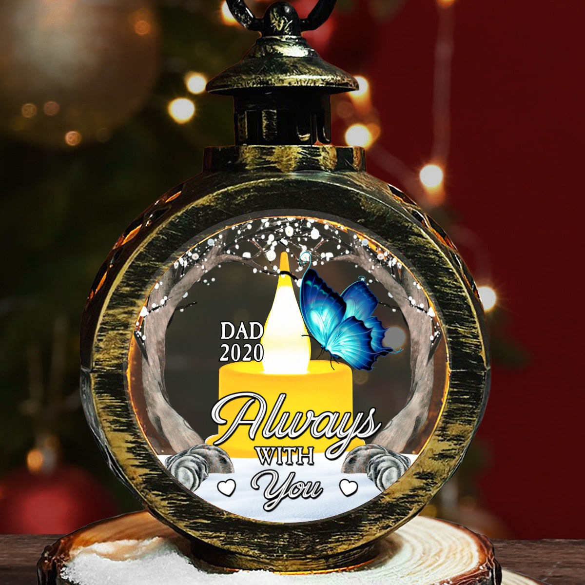 Custom Name Memorial Christmas Night Light, Remembrance Gifts • Beside You Forever - Personalized Christmas Lantern