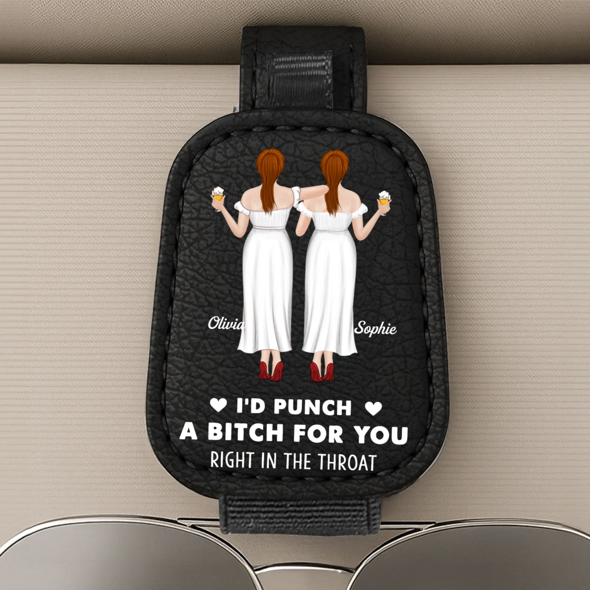 I'd Punch For You - Personalized Sunglasses Holder For Car Visor