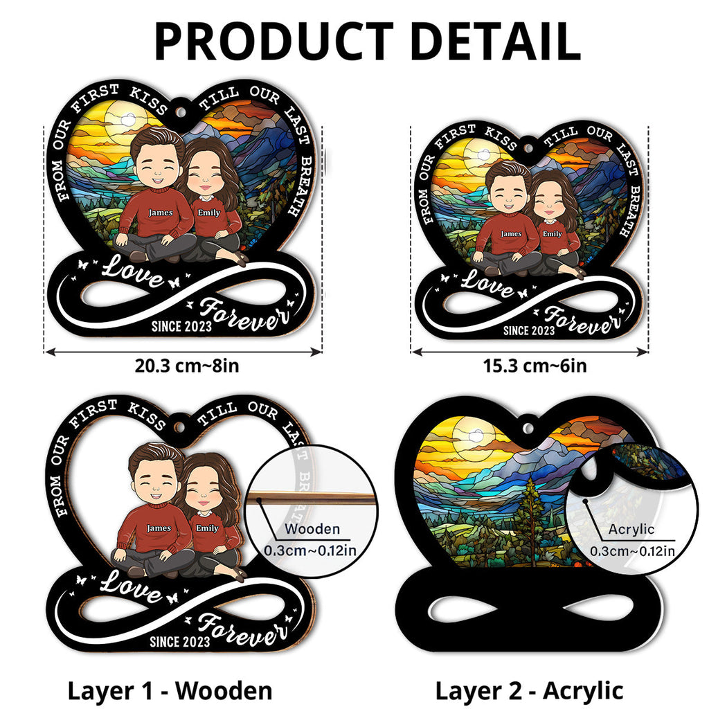 Custom Couple Hanging Decor, Anniversary Valentine's Day Gifts • Love Forever - Personalized Suncatcher