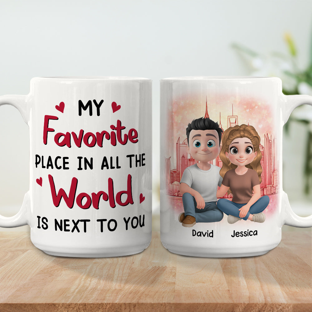Custom Anniversary Keepsake Gifts For Couple • Cartoon Couple Beside Together - Personalized Coffee Mug