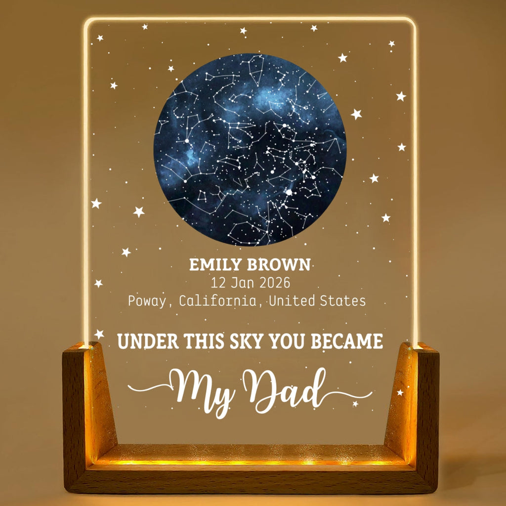 Custom First Father's Day Gift for New Dads • This Is What The Sky Looked Like - Personalized Night Light