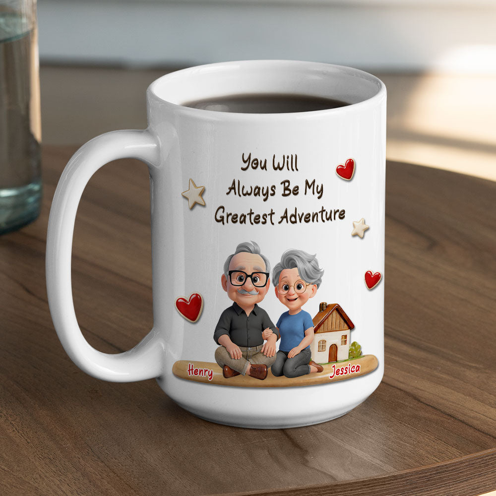 Custom Anniversary Keepsake Gifts For Couple • My Greatest Adventure - Personalized 3D Effect Mug