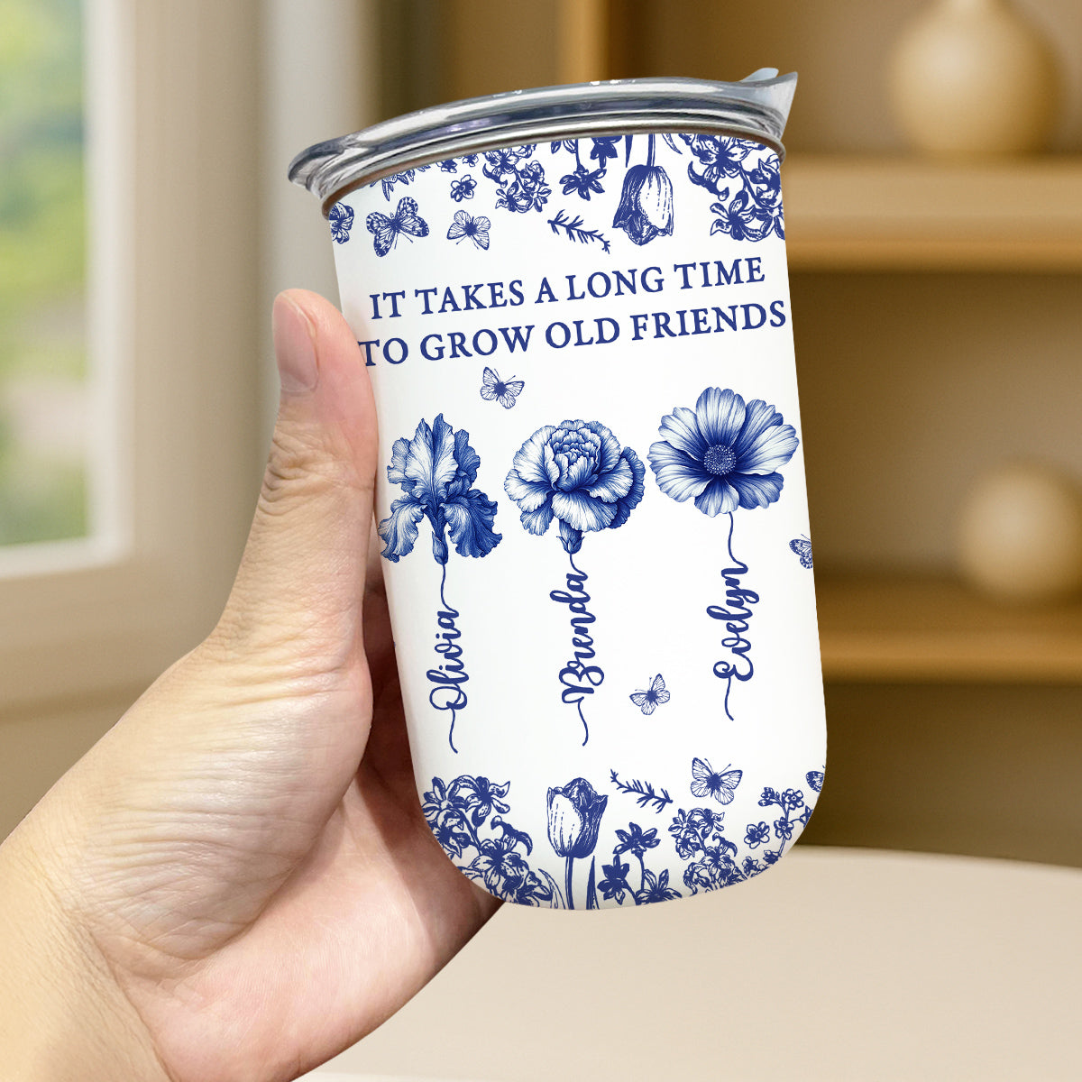 Custom Christmas Birthday Gifts For Best Friend • Grow An Old Friend Toile - Personalized 10oz Tumbler