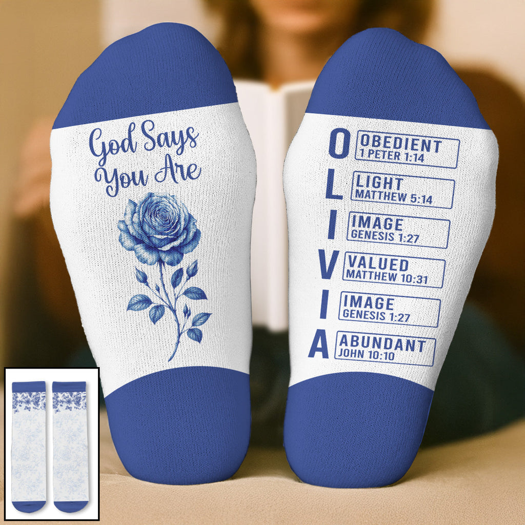 Custom Unique Footwear, Christmas Birthday Gift For Him & Her • God Says I Am - Personalized Crew Socks