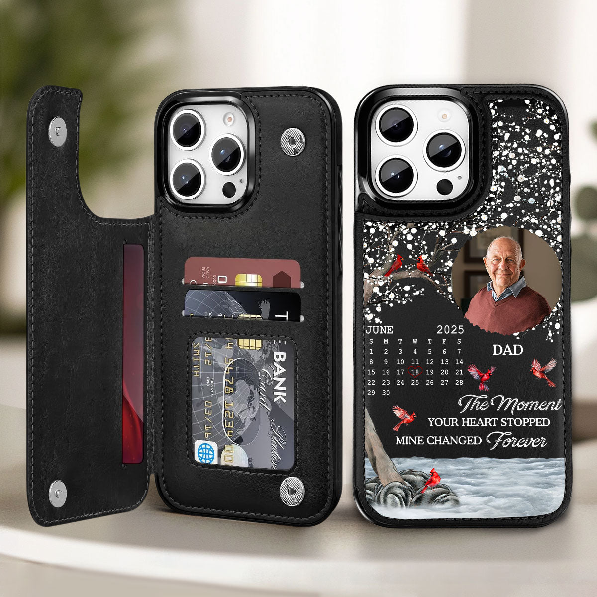 The Moment My Heart Changed Forever - Personalized Leather Phone Case