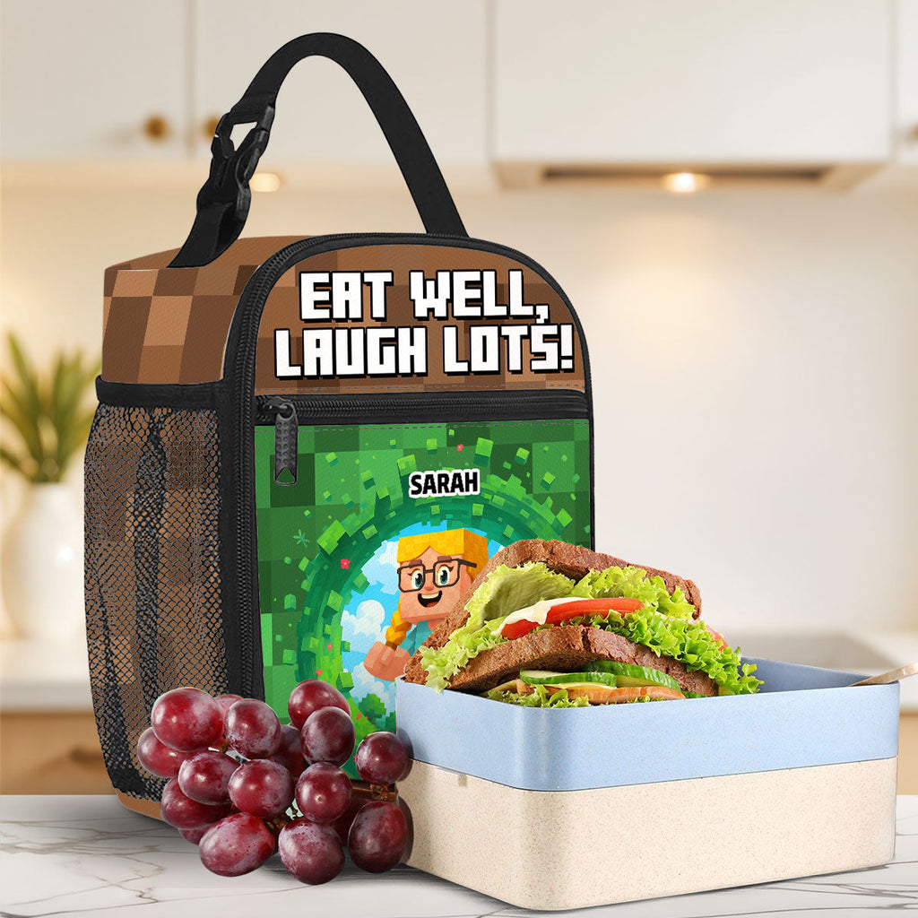 Eat Well Laugh Lots - Personalized Insulated Lunch Bag