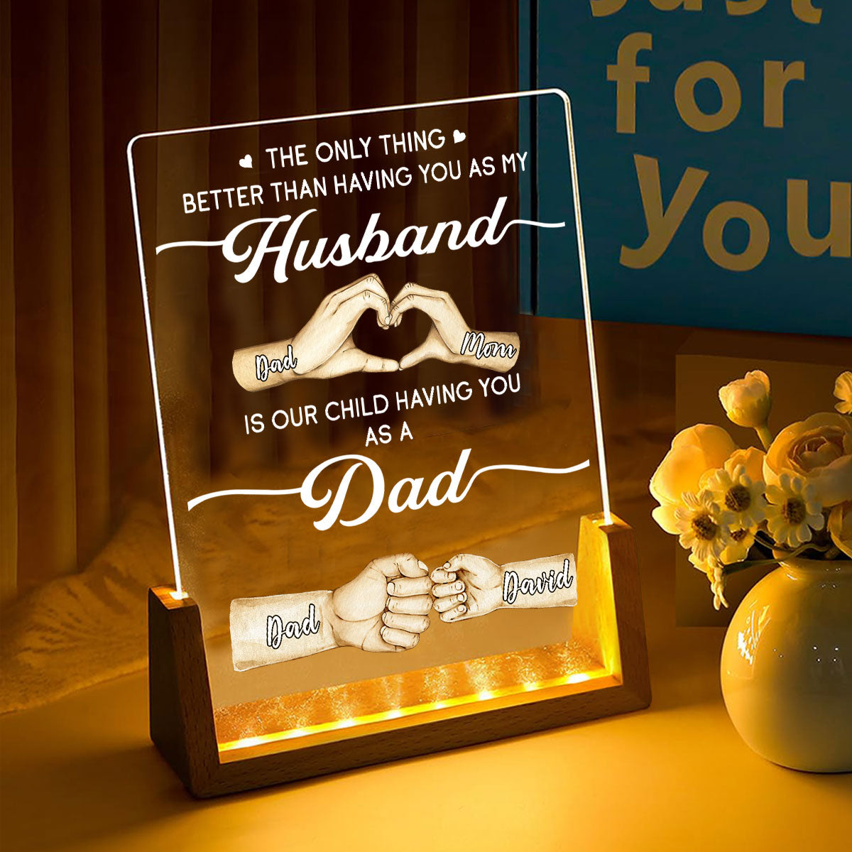 Custom Father's Day Gift for Dad Grandpa • For My Husband - Personalized Night Light