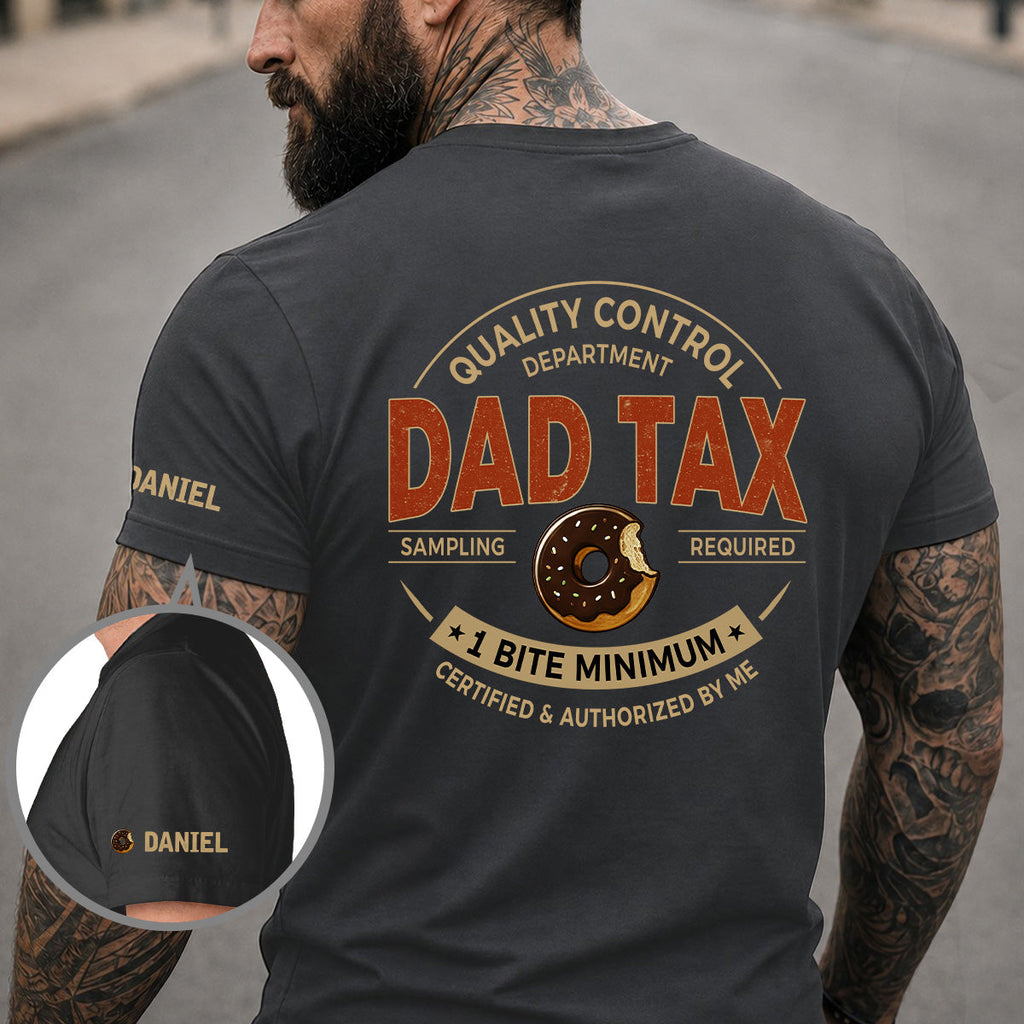 Custom Father's Day, Special Gift for Dad & Grandpa • One Bite Minimum - Personalized Shirt With Design On Sleeve