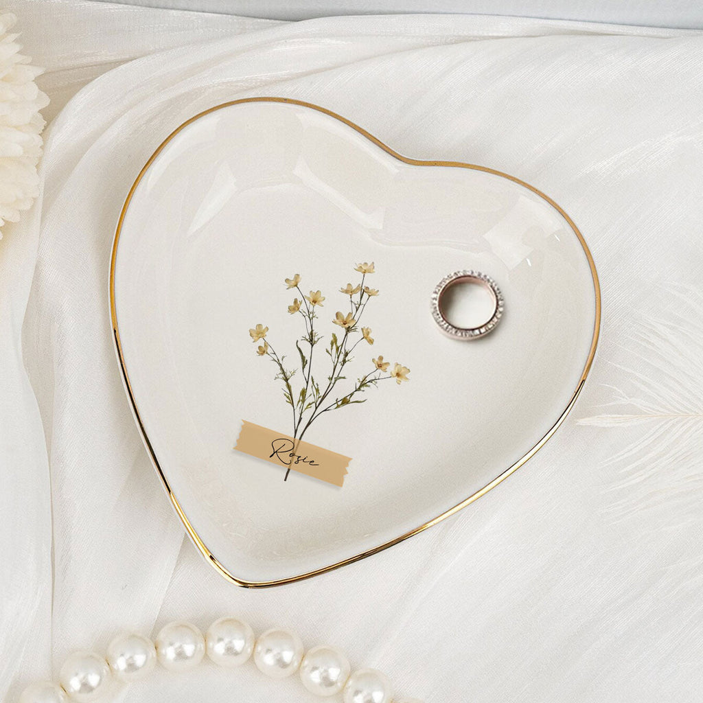 Custom Bestie Trinket Dish, Birthday Christmas Gift For Best Friend • Bloom Where You Are Planted - Personalized Jewelry Dish