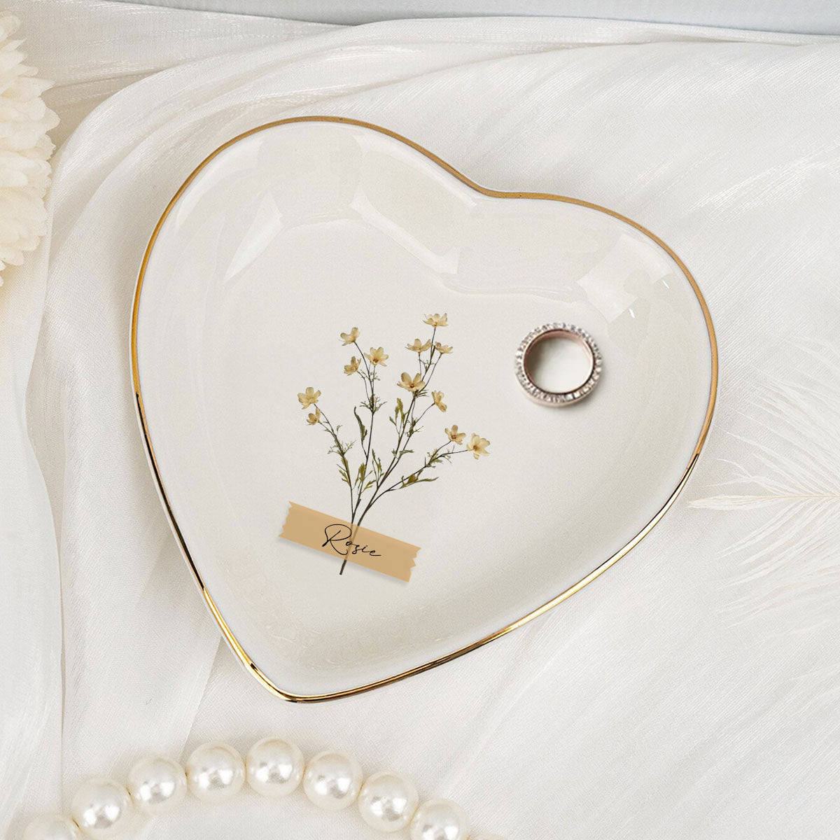 Custom Bestie Trinket Dish, Birthday Christmas Gift For Best Friend • Bloom Where You Are Planted - Personalized Jewelry Dish