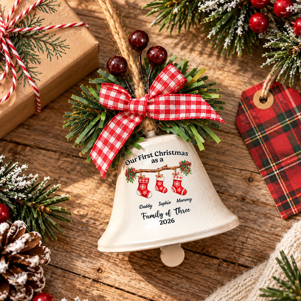 First Christmas Story - Personalized Metal Bell Ornament