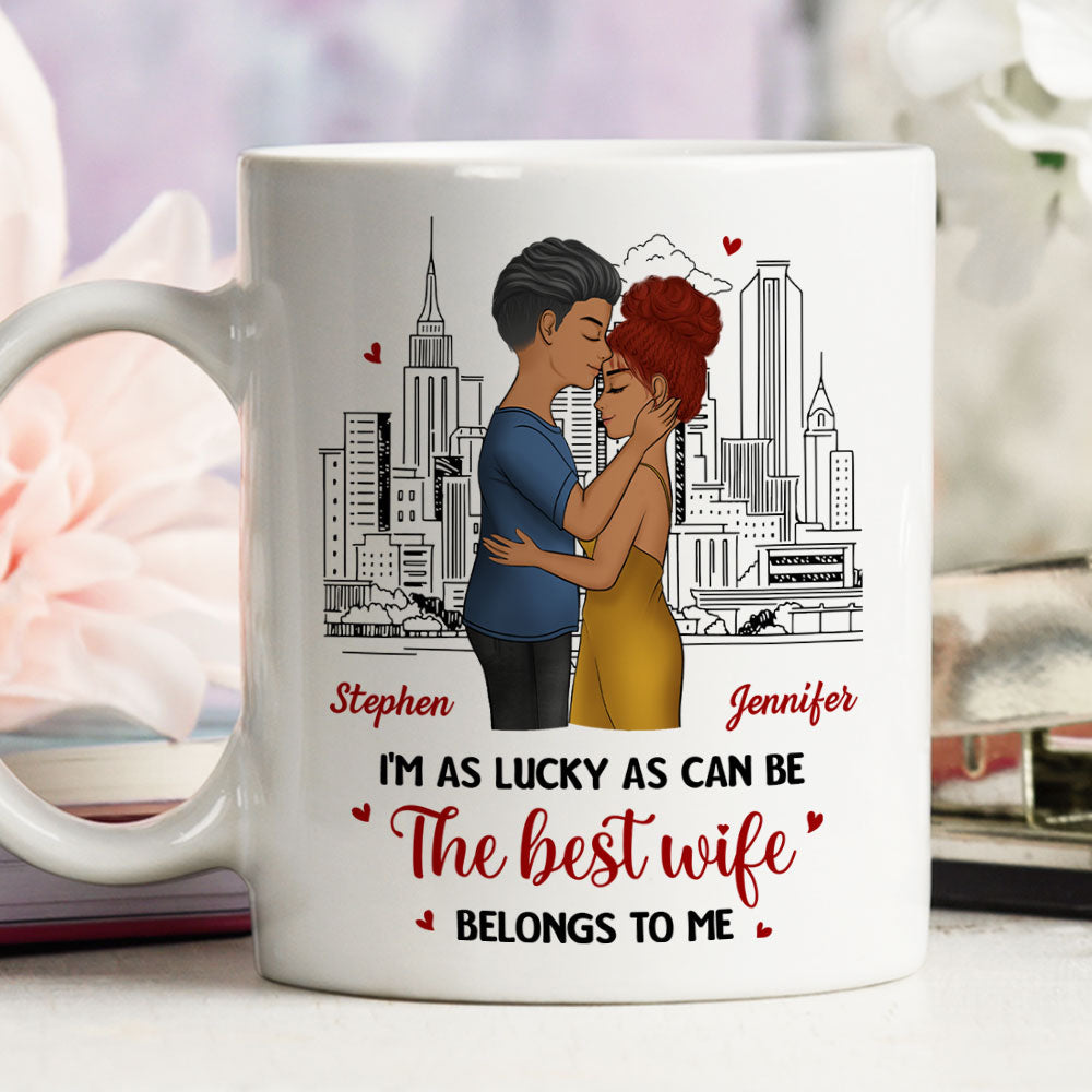 Custom Anniversary Keepsake Gifts For Couple • As Lucky As Can Be - Personalized Coffee Mug