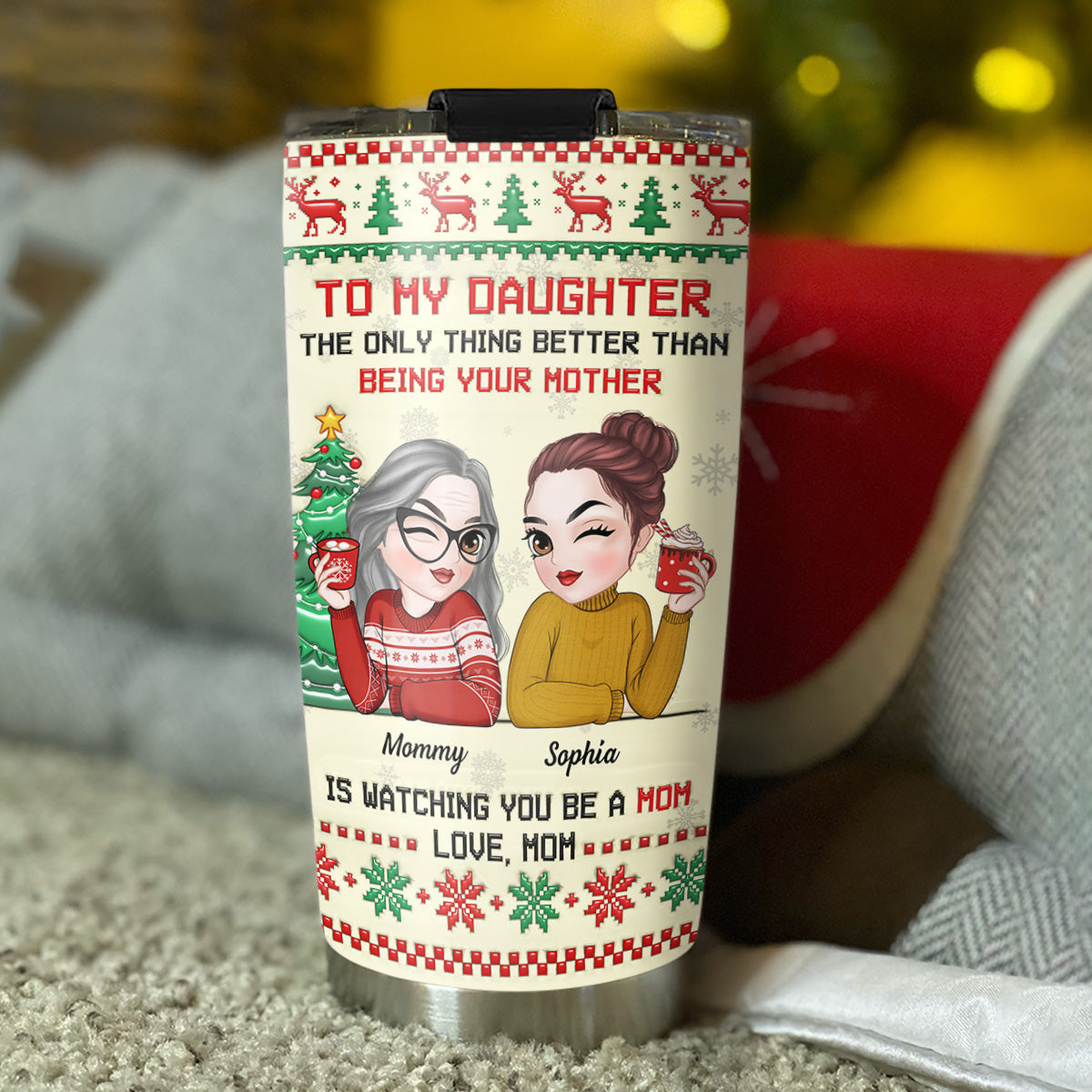 Custom Christmas Birthday Gifts For Daughter • To My Daughter Merry Christmas - Personalized 3D Inflated Effect Tumbler