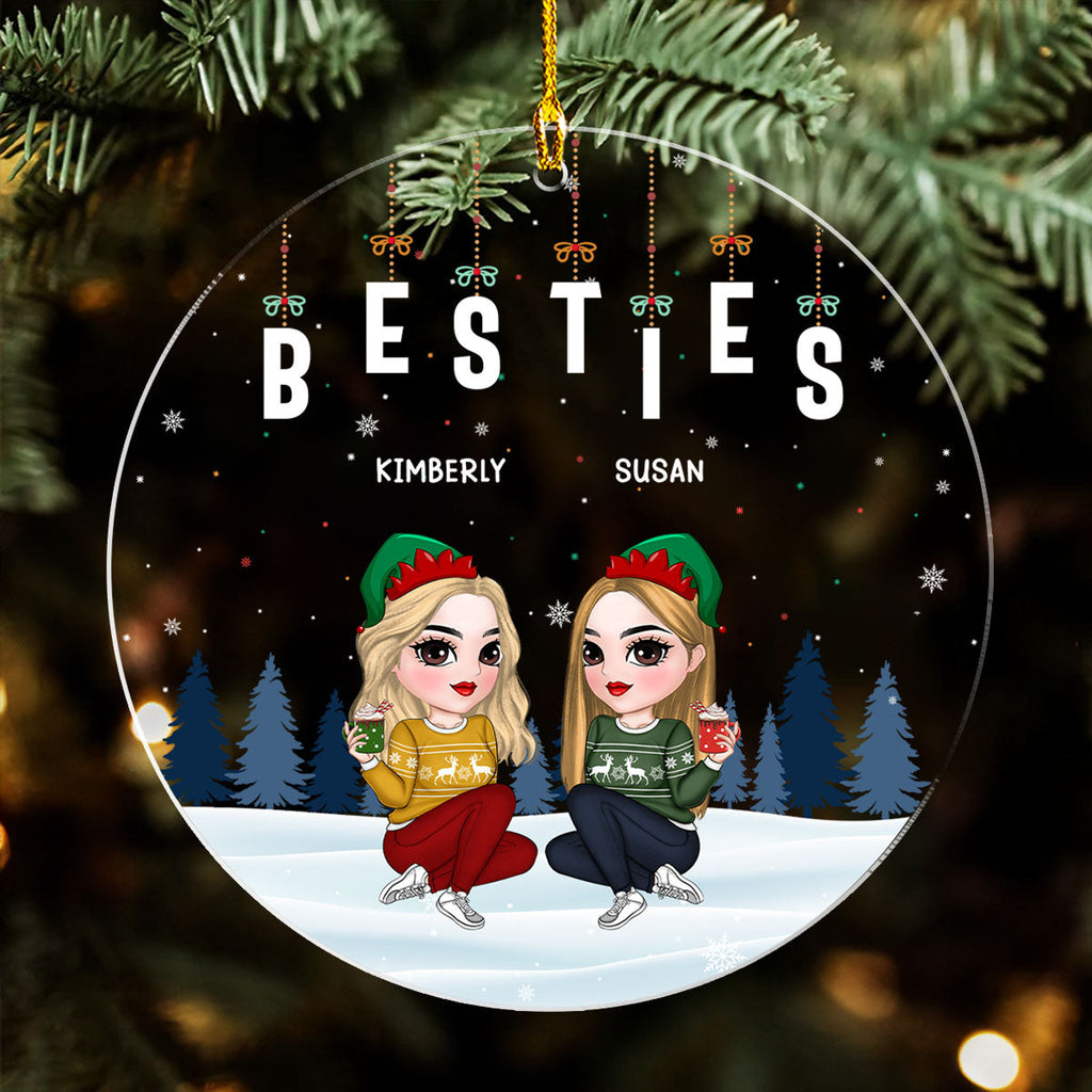 Custom Friendship Christmas Ornament, Best Friend Gift •  Friends Forever - Personalized Acrylic Ornament