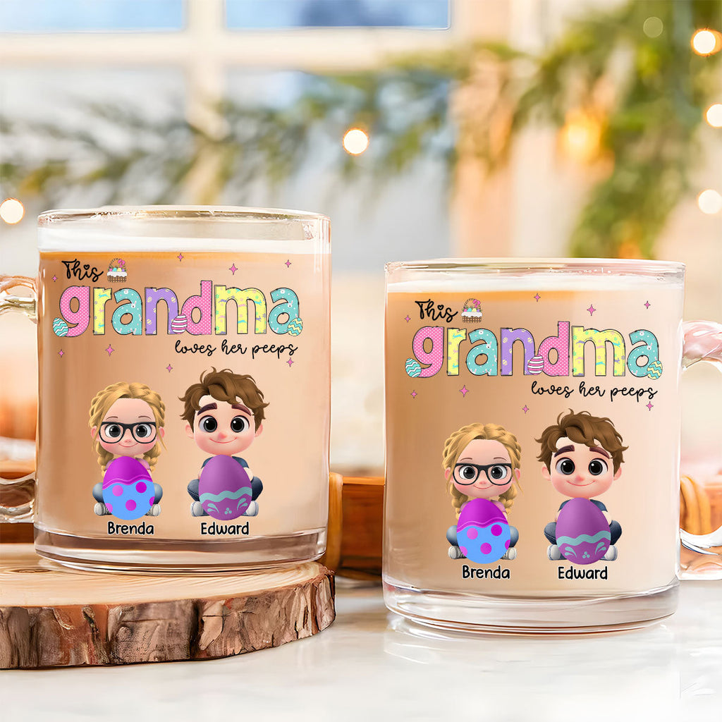 Custom Christmas & Birthday Gift for Mom • This Grandma Loves Her Peeps - Personalized Glass Mug