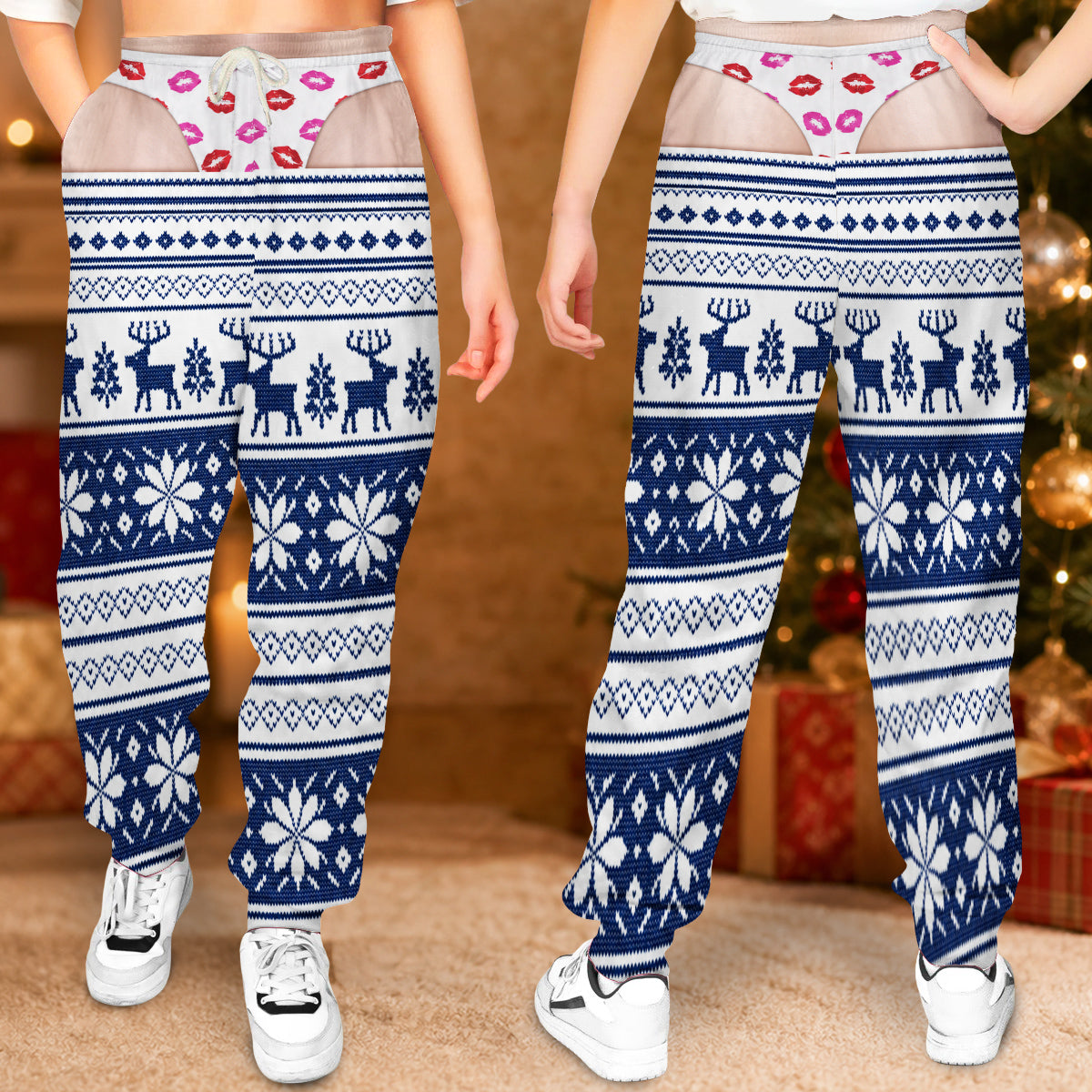 Custom Funny Ugly Christmas Sweatpants, Christmas Party Gift • Christmas Spirit - Personalized Sweatpants