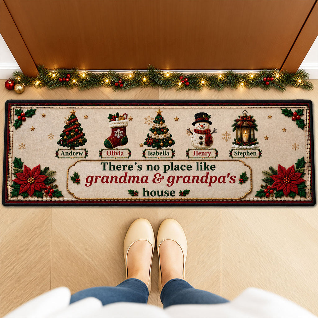 Custom Family Name Christmas Rug, Holiday Gift For Grandma Grandpa • Holiday Gathering - Personalized Runner Rug