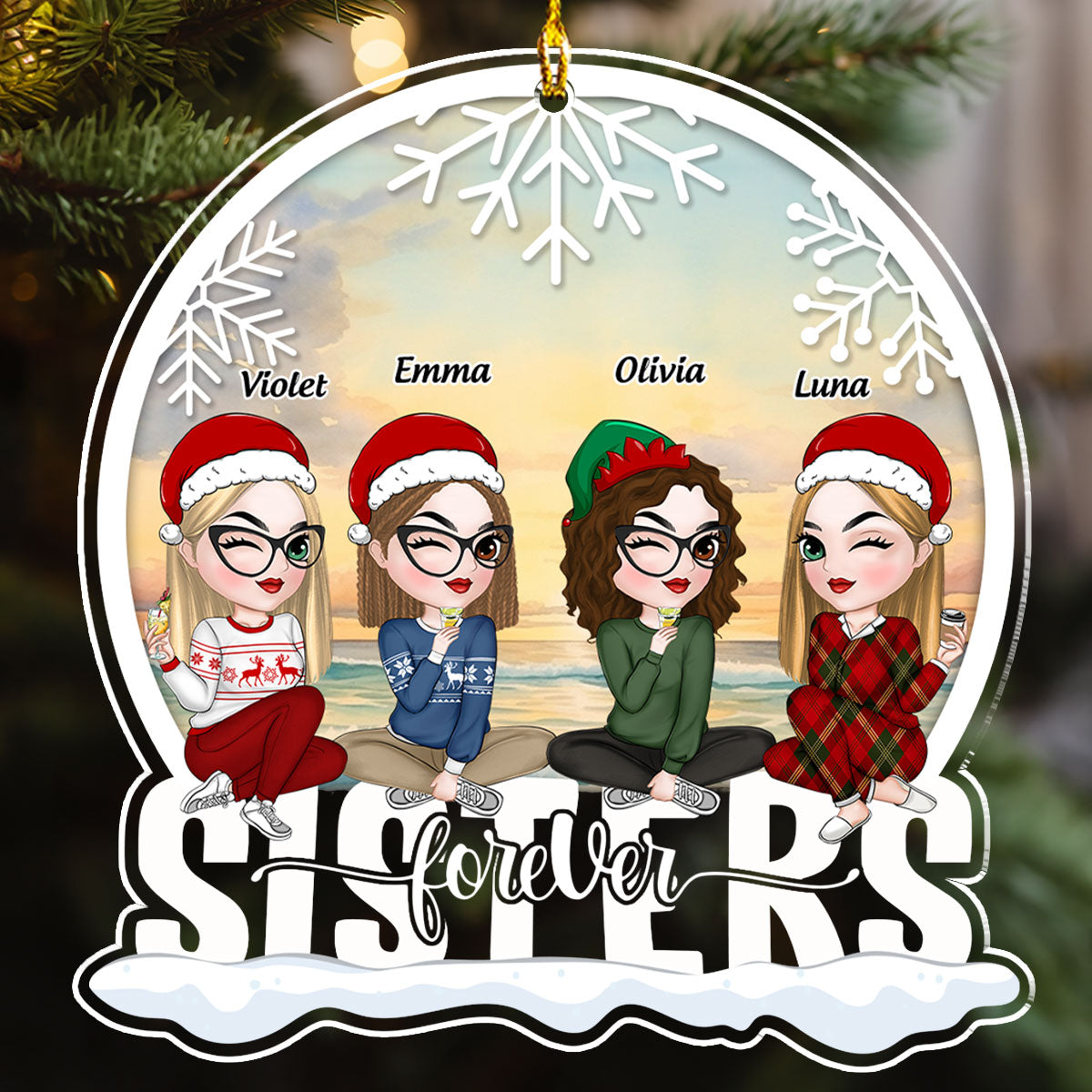 Custom Family Ornament, Christmas Gift for Family Members •  Bestie Love Is Forever - Personalized Acrylic Ornament