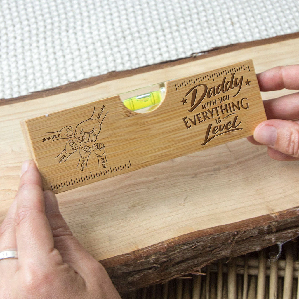With You Everything Is Level - Personalized Engraved Wooden Spirit Level Bottle Opener