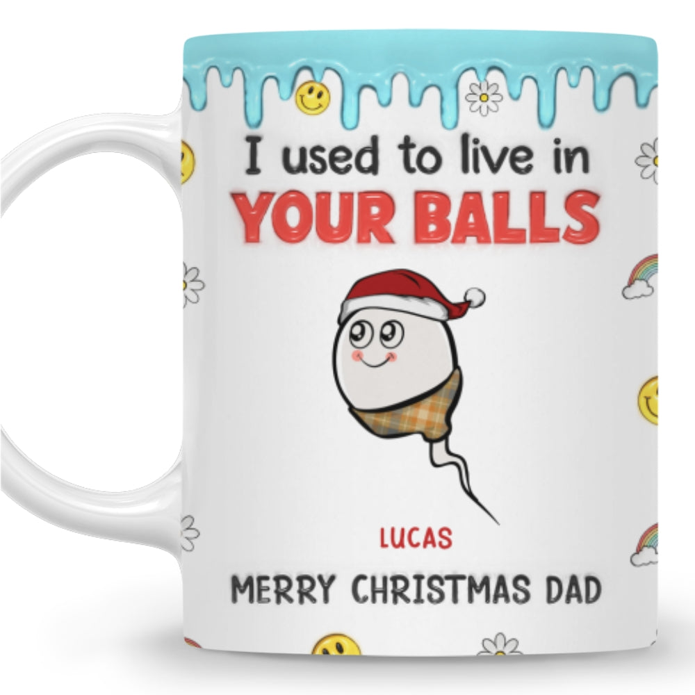 Custom Christmas & Birthday Gift for Dad • We Used to Hang Out in Your Balls - Personalized 3D Inflated Effect Mug