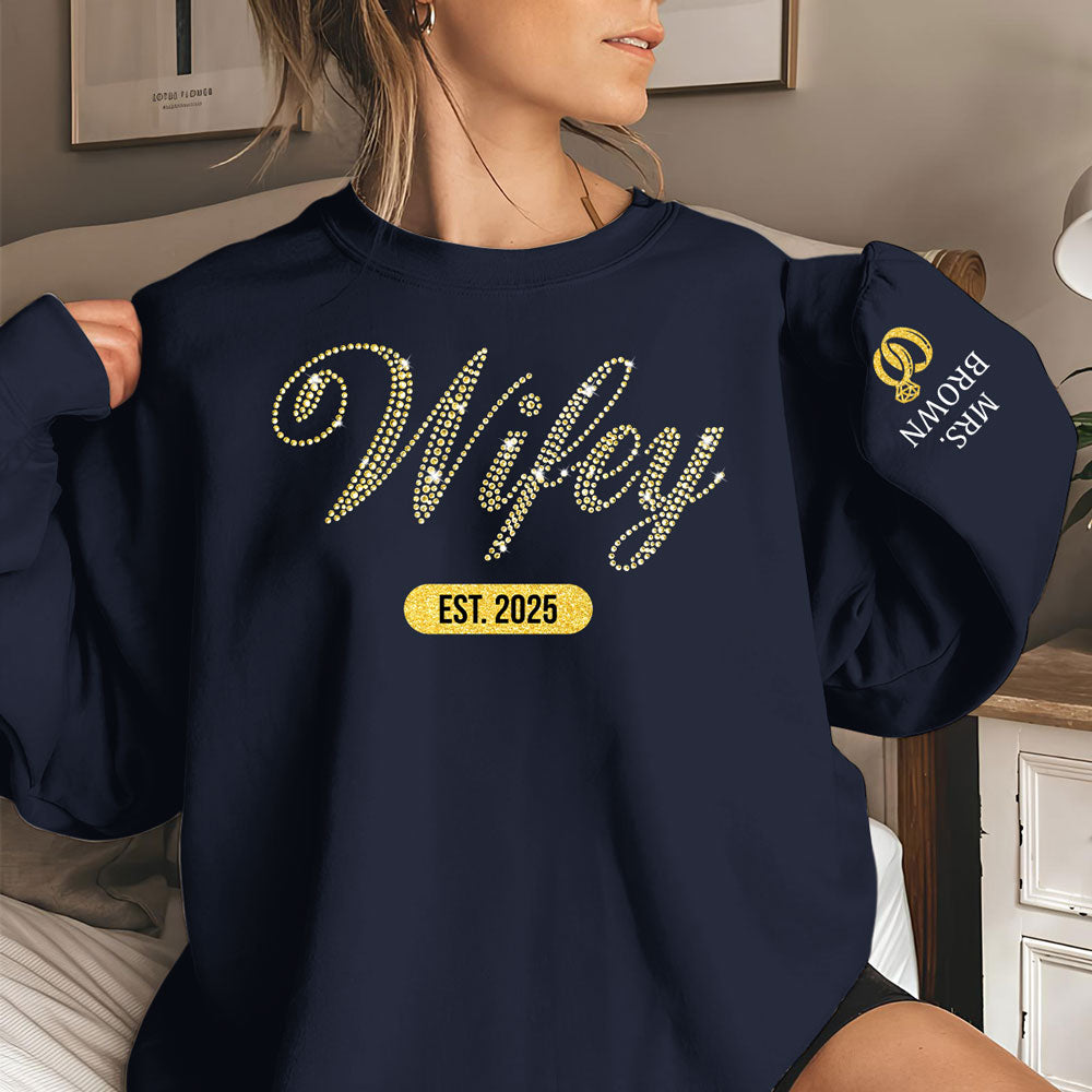 Wifey Est Anniversary Wedding Gifts For Him And Her - Personalized Sweatshirt