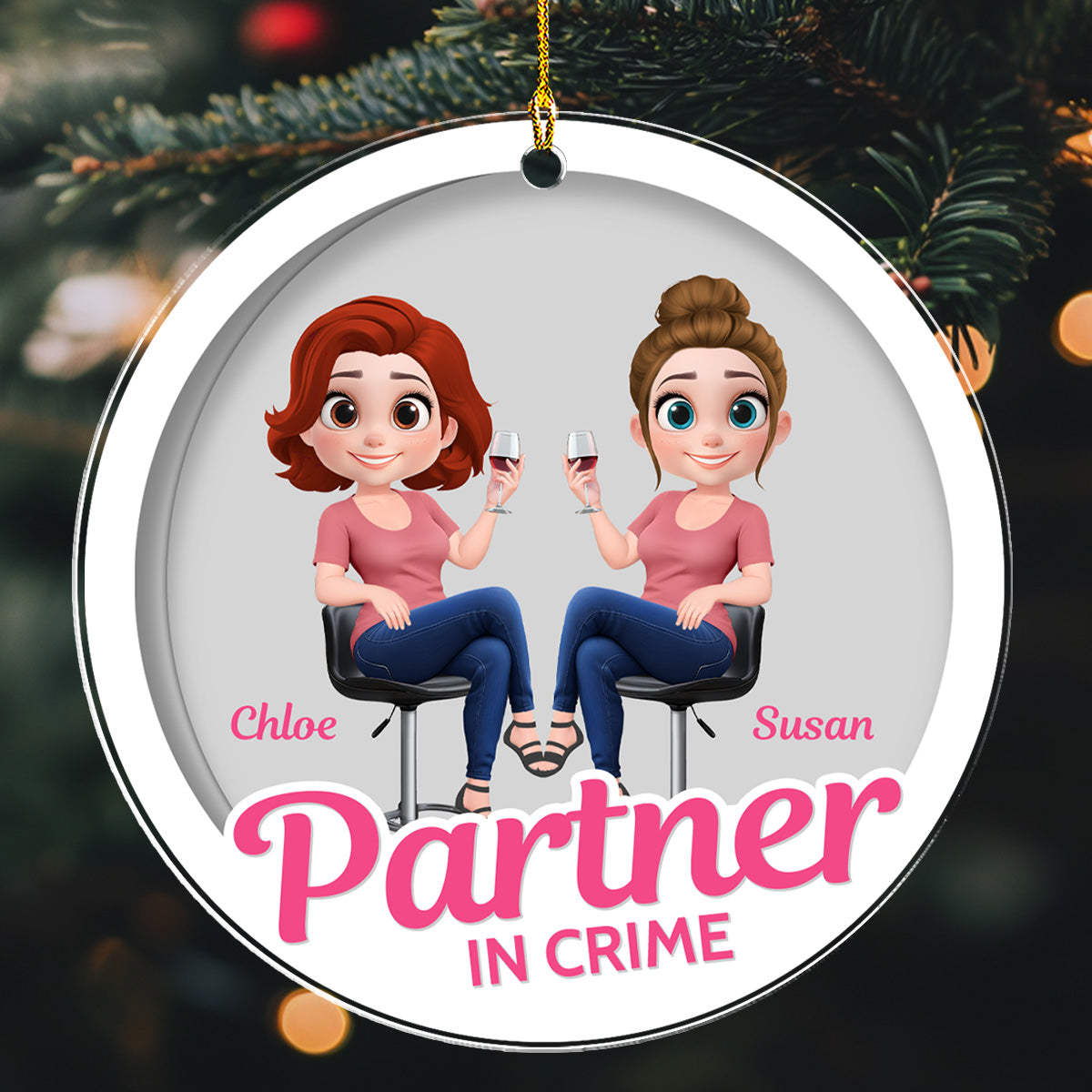 Custom Friendship Christmas Ornament, Best Friend Gift •  Two Souls One Bond - Personalized Acrylic Ornament
