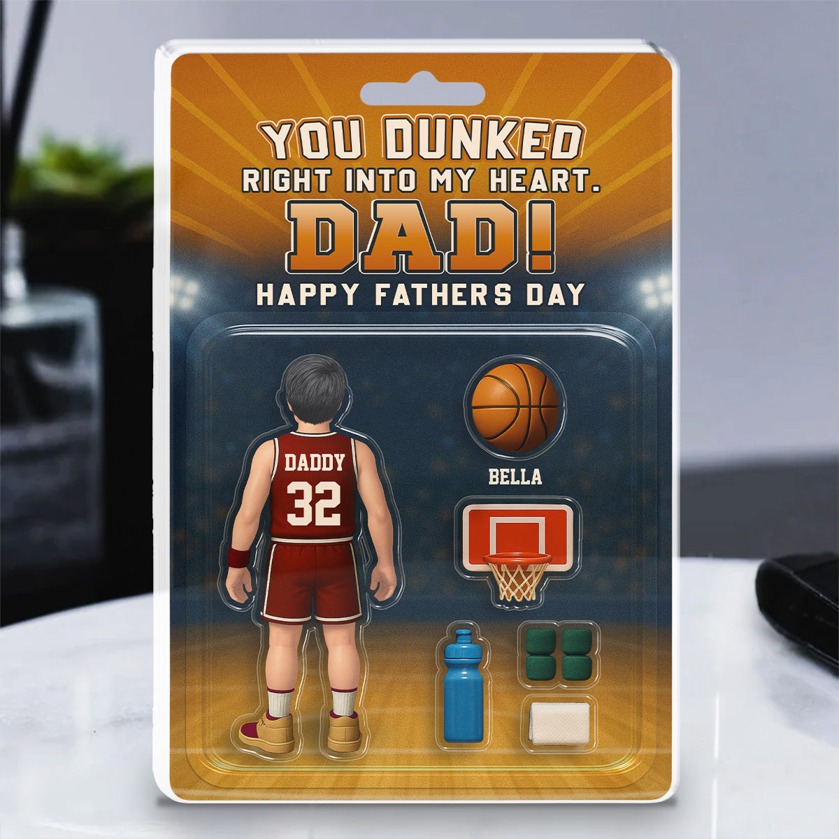 Custom Father's Day Decor, Gift for Dad & Grandpa • You Dunked Right Into My Heart - Personalized Acrylic Plaque
