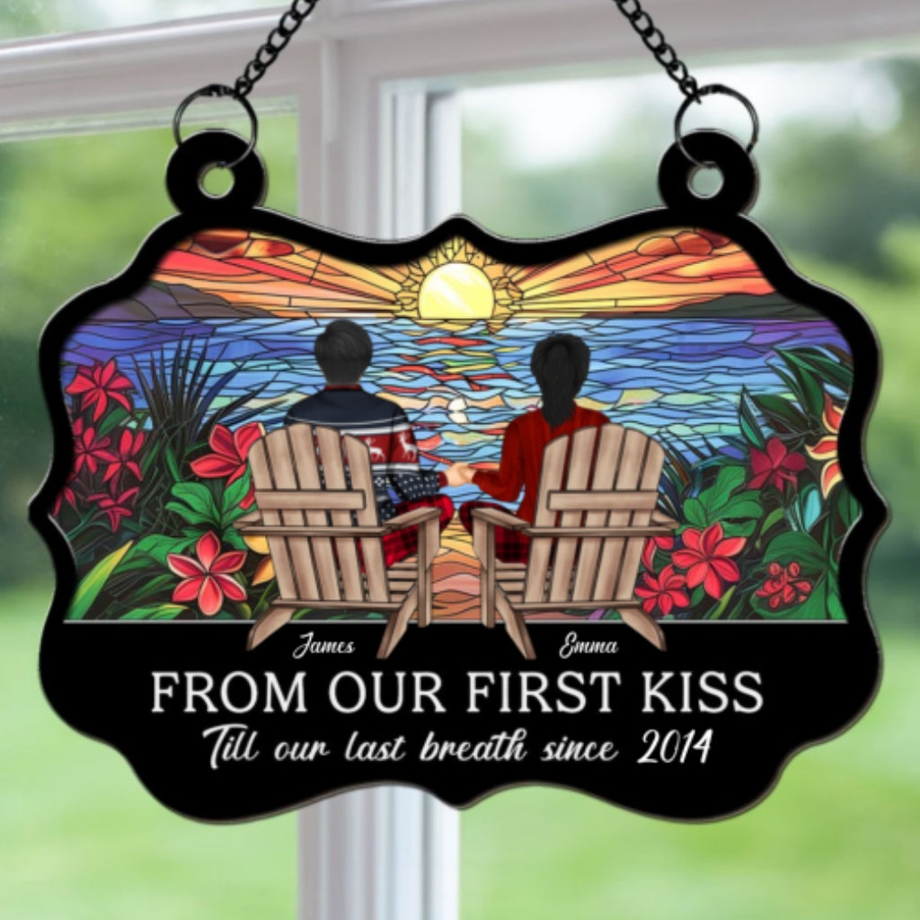 Custom Christmas Couple Hanging Decor, Anniversary Wedding Gifts • Till Our Last Breath - Personalized Suncatcher