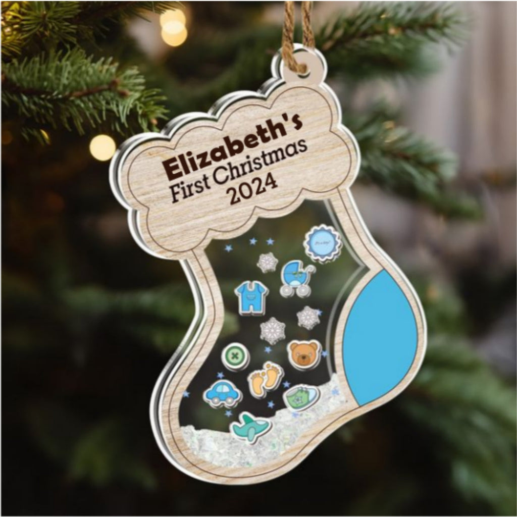 Custom Family First Christmas Ornament •  First Christmas - Personalized Acrylic Shaker Ornament