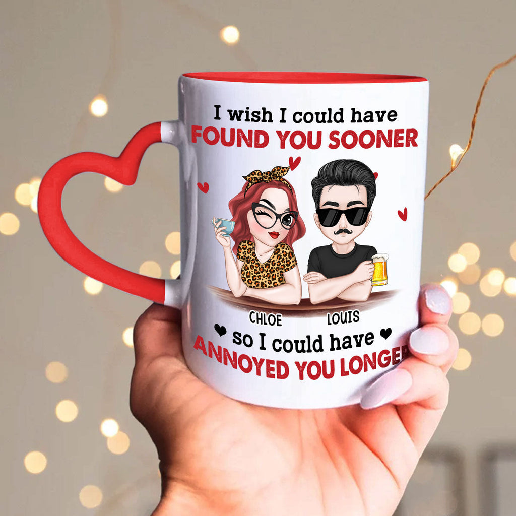 Custom Anniversary Keepsake Gifts For Couple • I Wish I Could - Personalized Heart Handle Mug