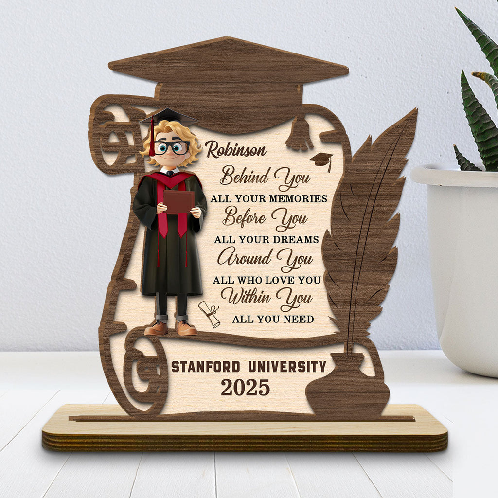 Custom Family Decor, Christmas Birthday Family Keepsake • All Your Dreams Come True - Personalized 2-Layer Wood Plaque With Flat Base