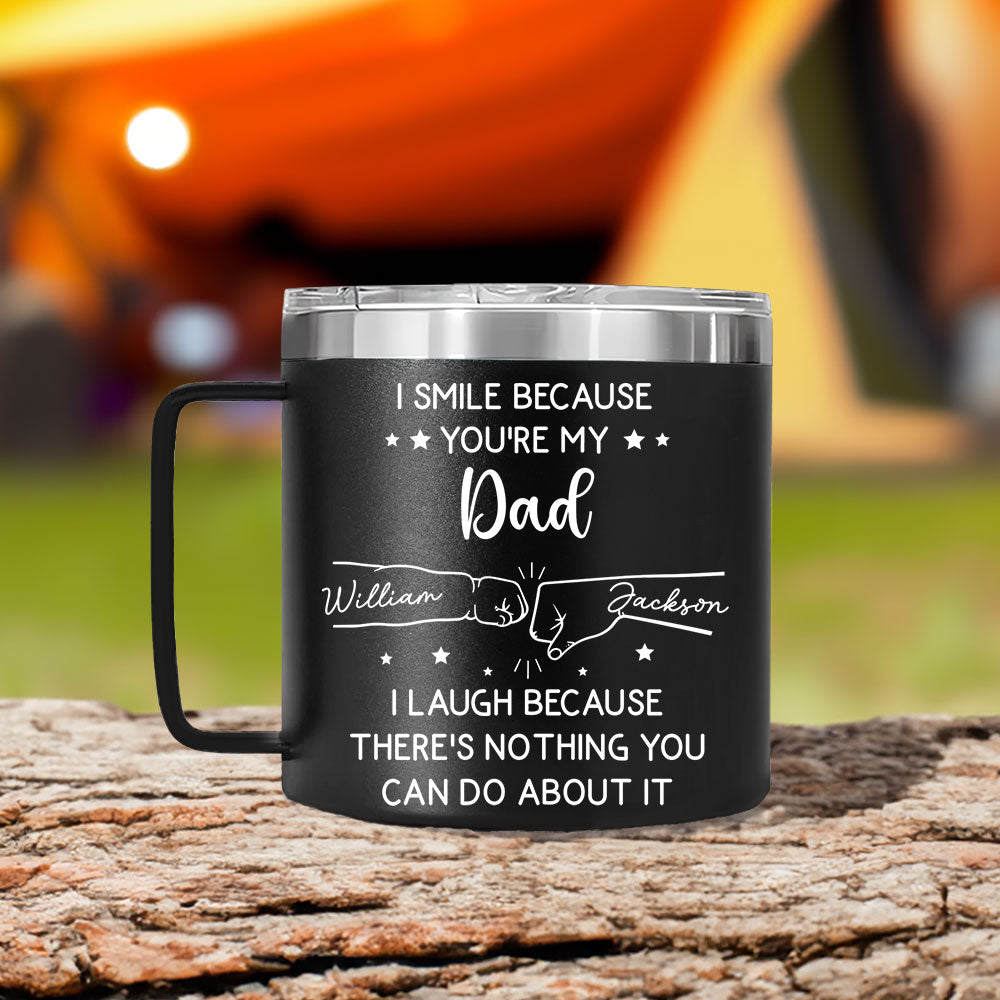 Custom Christmas Birthday Gifts For Siblings • I Laugh Because Of You Brother - Personalized 14oz Stainless Steel Tumbler With Handle