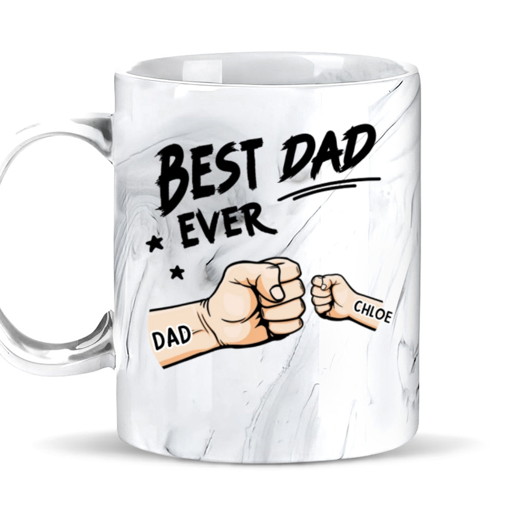 Custom Father's Day, Special Gift for Dad & Grandpa • Best Dad Ever - Personalized Grey Marble Mug